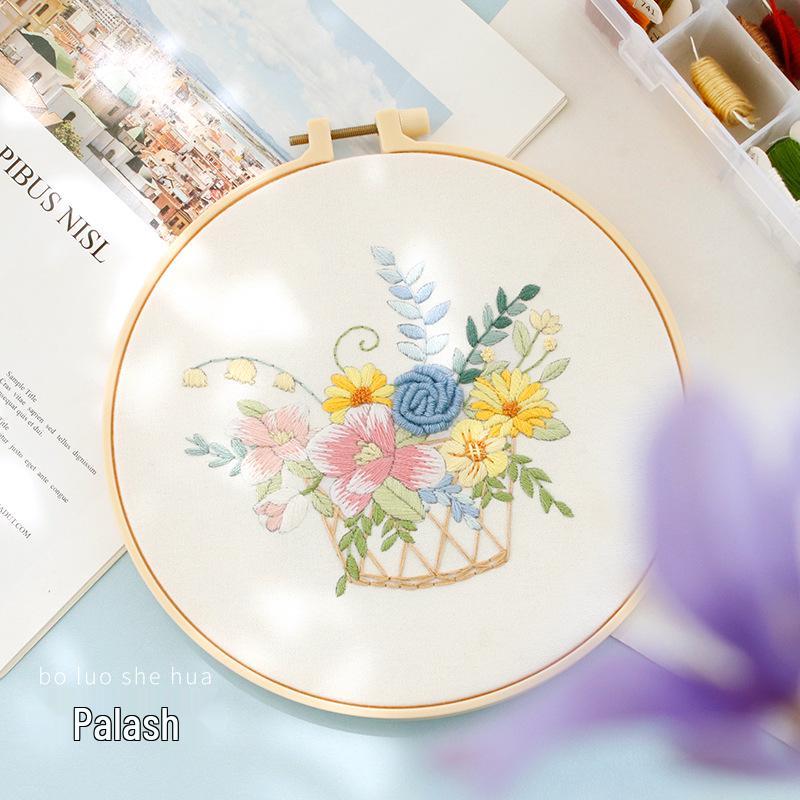 Nordic DIY Embroidery Kit: Beginner's Fresh Floral Fabric Art Set