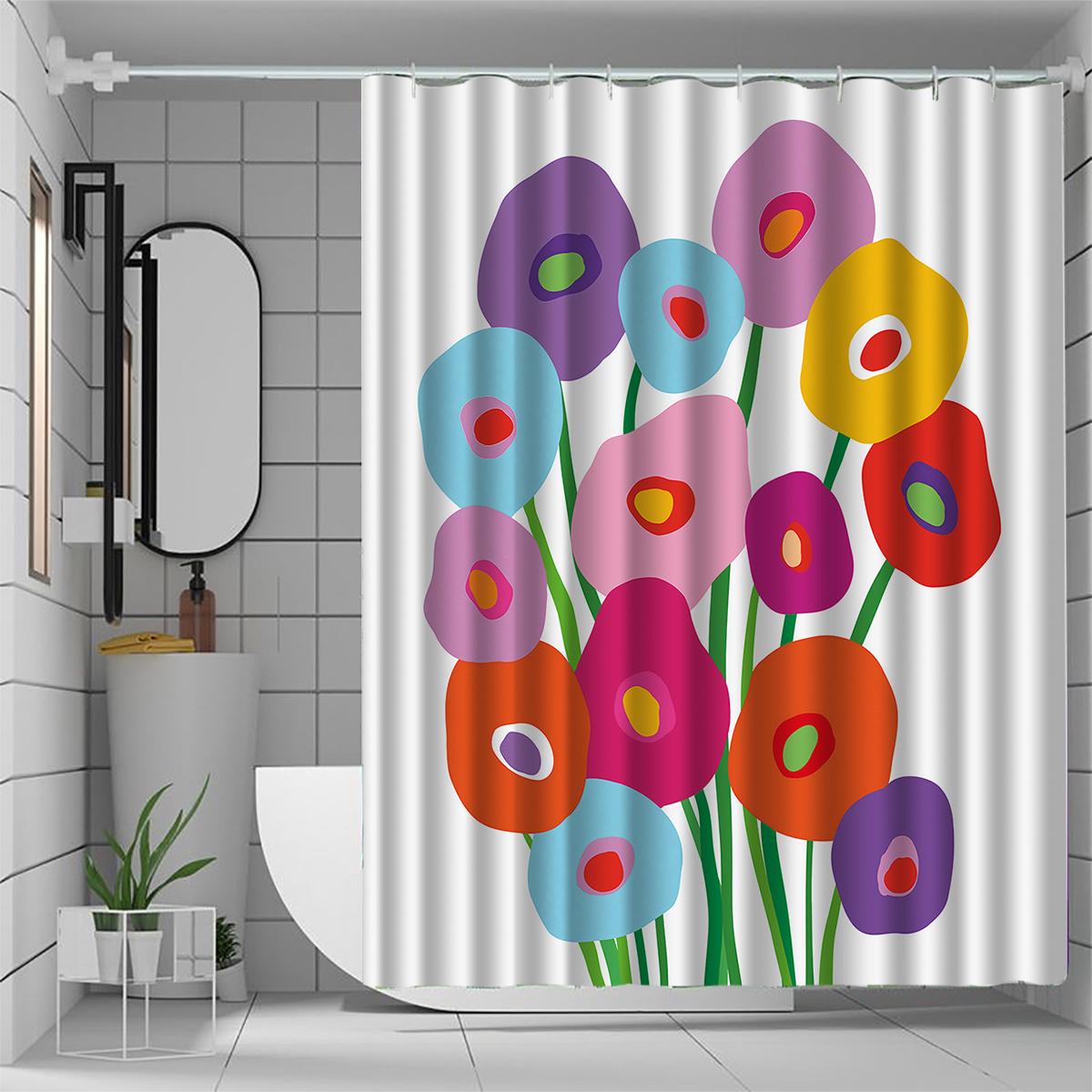 

Jit1Pc Colorful Floral Shower Curtain, Bathroom Decoration Pattern W60H190(CM)-1 Pcs