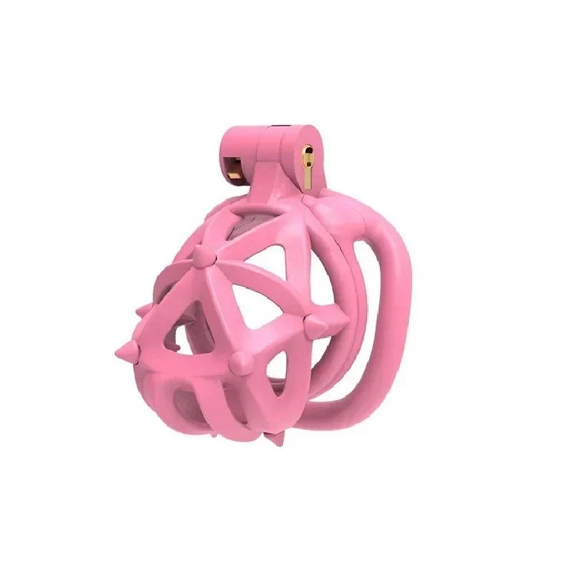 26 New Diamond Stud Male Chastity Cage 4 Free Rings Dual Soft Spikes CB Lock Penis Restraint for Men Adult Intimate Sex Toy 18+