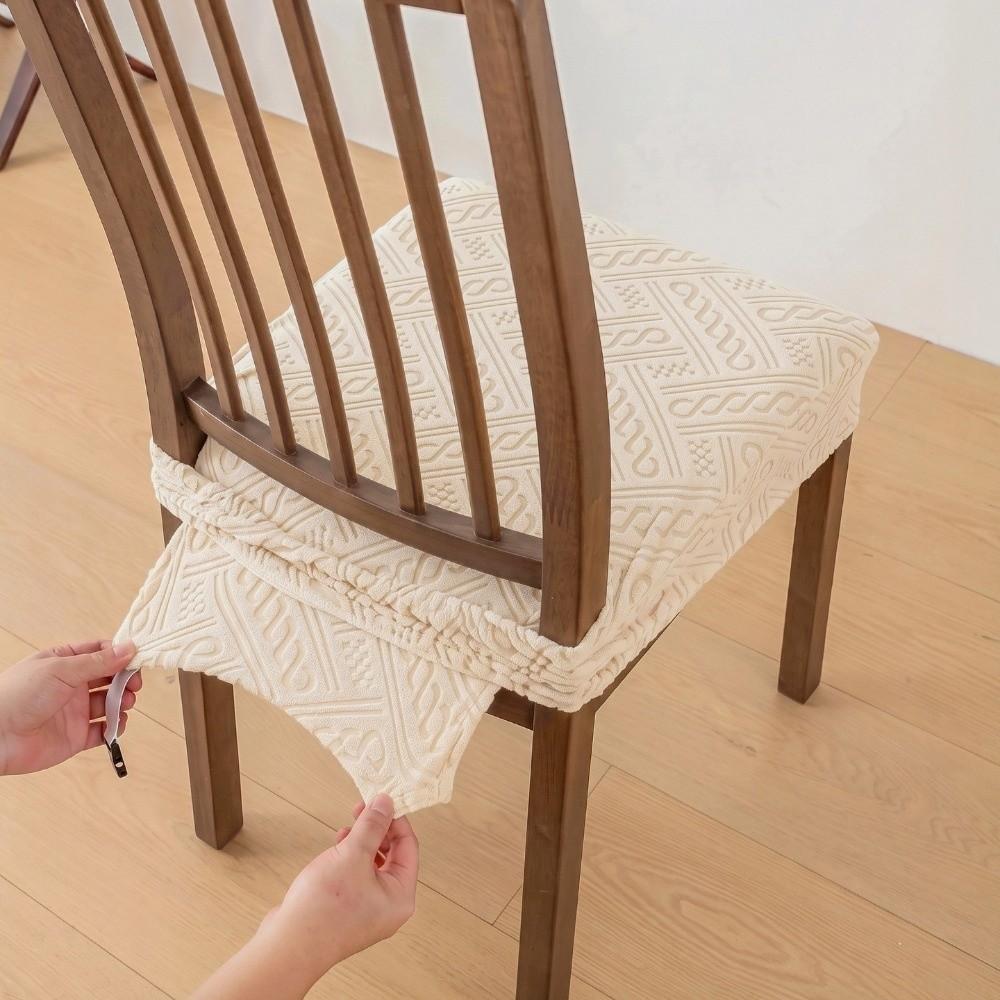 Non-Slip Elastic Chair Cover Removable Stool Cover Jacquard Dining Chair Slipcover Kitchen
