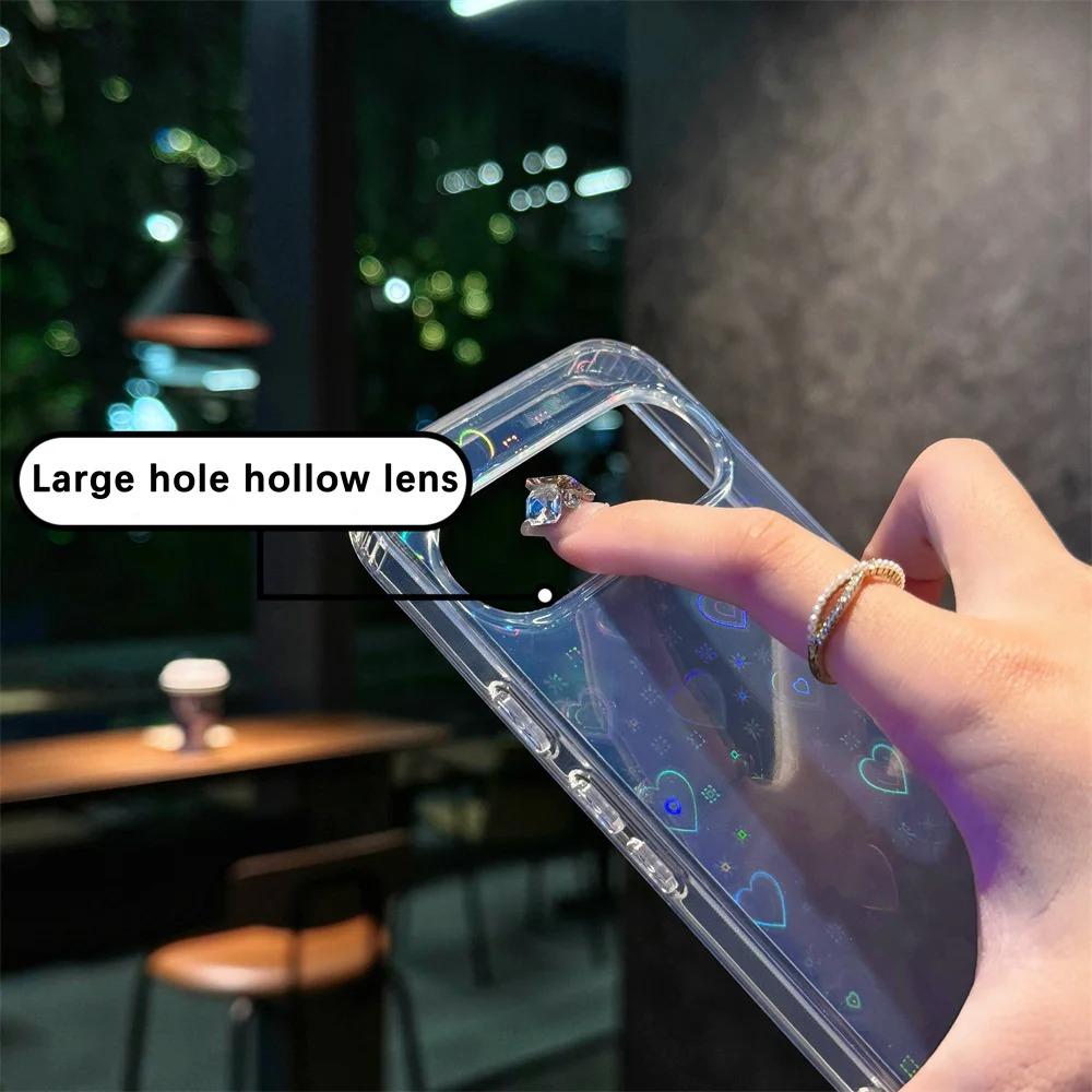 Gradient Laser Love Heart Pattern Clear Case For Google Pixel 10 9 Pro XL 10A 9A 8 8Pro 8A Glitter Transparent Shockproof Cover