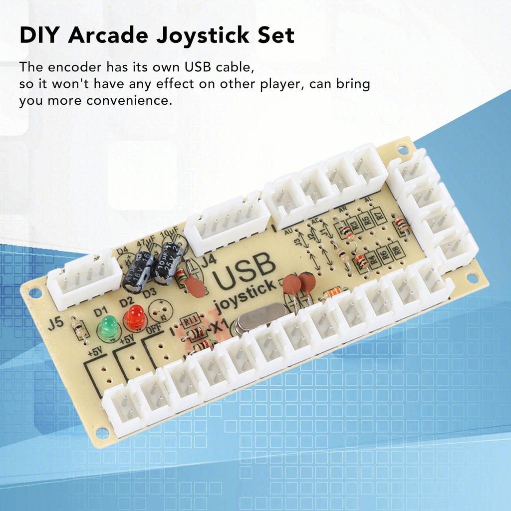 2 Player Arcade Game DIY Kit with USB Computer Joystick Circuit Board Gamepad 30 Cassette Buttons Red Black