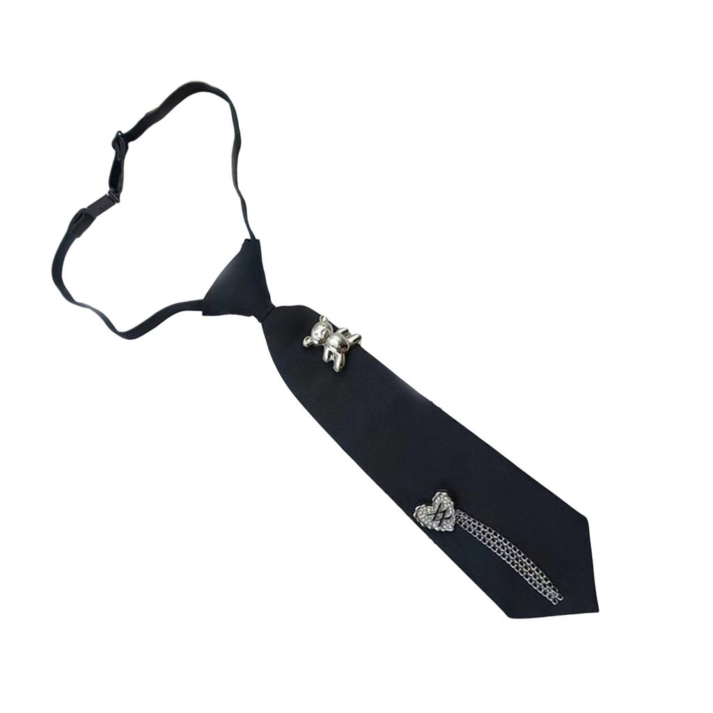 Fashion Shirt Tie for Formal Event Unisex Heart Bear Brooch Tie Uniform Tie for Evening Party Role Play Tie Neckwear
