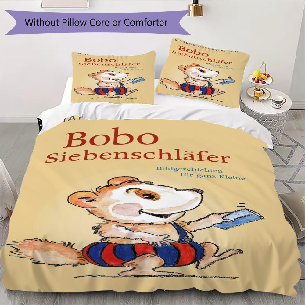 Pościel z wzorem Bobo Siebenschlafer, Zestaw kołdry Poszewka na kołdrę Poszewka na poduszkę Domowy prezent urodzinowy(1 * poszwa na kołdrę + 2 * poszewki na poduszki, bez rdzenia)_lx