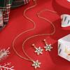 Premium Christmas Earrings Necklace, Light Luxury Simple Oil Drip Snowflake Collarbone Chain Jewelry Set