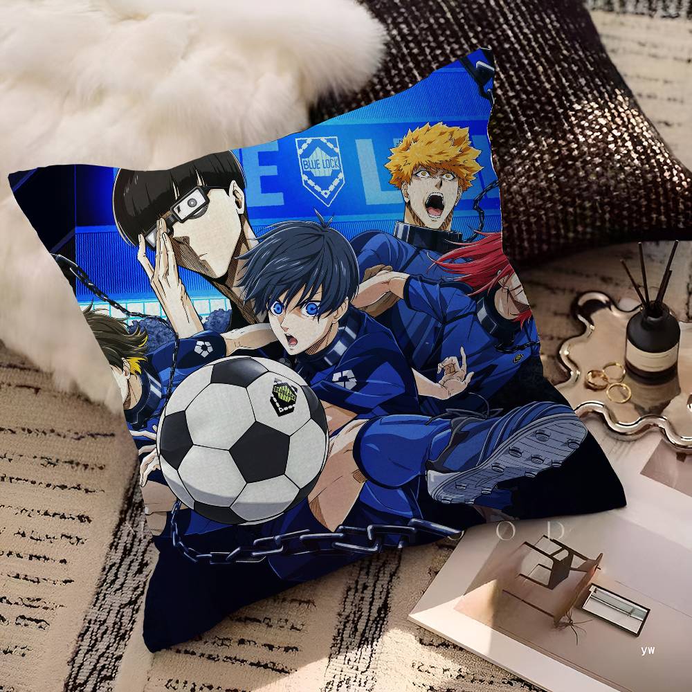 Japan Manga Blue Lock Pillow Cover for Bedroom Room and Living Room Sofa Decorative Cushion Cover