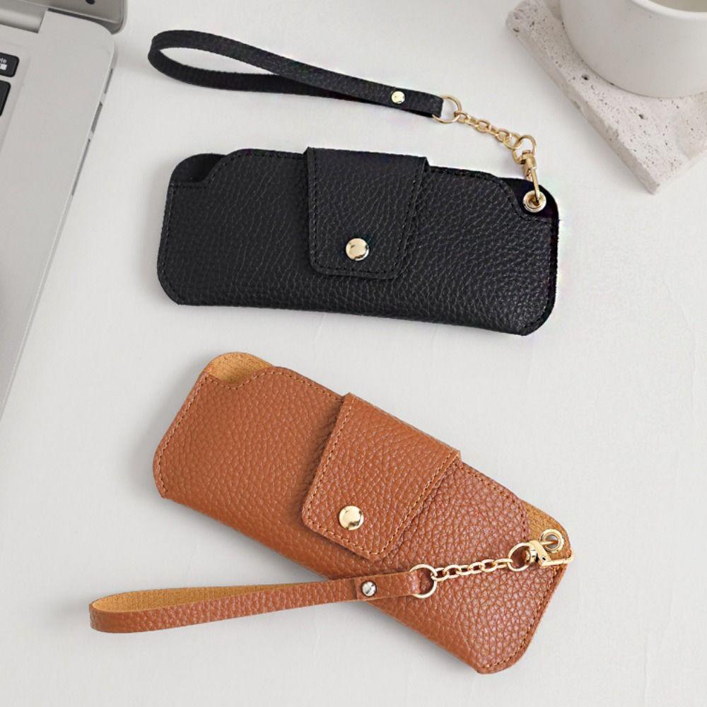 Portable Pu Leather Glasses Bag With Lanyard Sunglasses Eyeglass Bag Glasses Storage Bag Outdoor