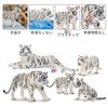 TOYMANY 6-Piece White Tiger Figure Set, Wildlife Figures, Tiger Model Set, Family-Friendly, Realistic Animal Model, Popular Toy, Birthday Gift,