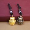 Vintage Pure Handmade Lucky Cat Car Keychain For Women Men Creative Chinese Style Pendant Keychain Backpack Decoration Gifts