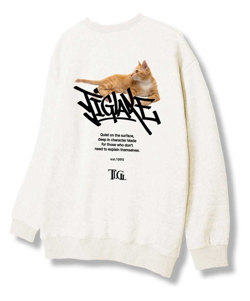 TI.GLAKE Cat Sheaf Sweatshirt Oatmeal [Fleece Lining]