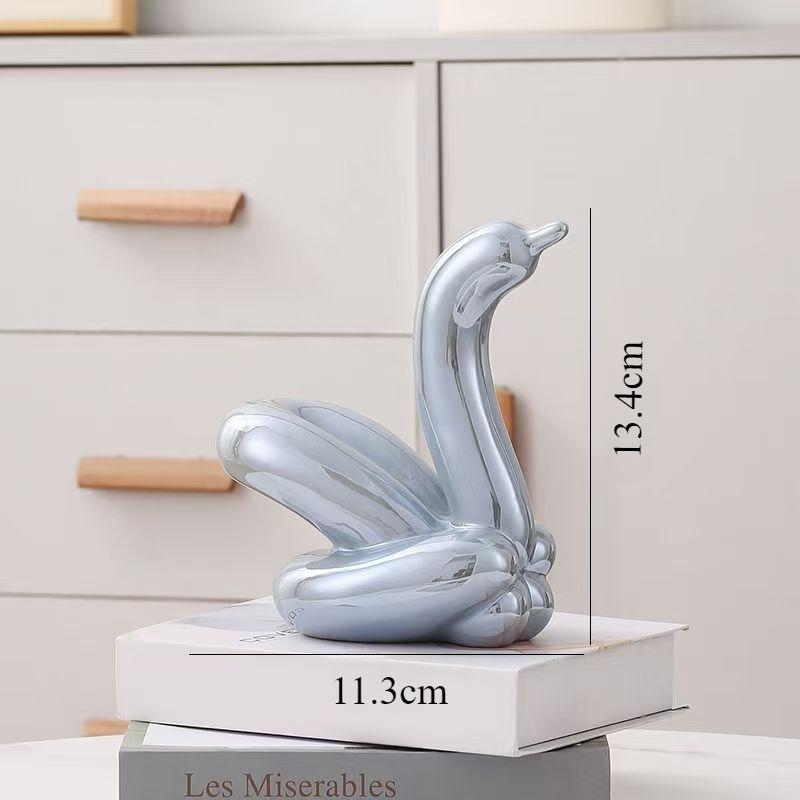 13.4cm Mini Creative Balloon Swan Abstract Ceramic Ornament Sculpture Study Room Statue Home Office Accessories Decoration Gift