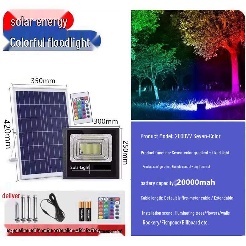 Cross-border RGB Seven-Color Outdoor Solar Landscape Lights for Park, Hotel, and Villa.