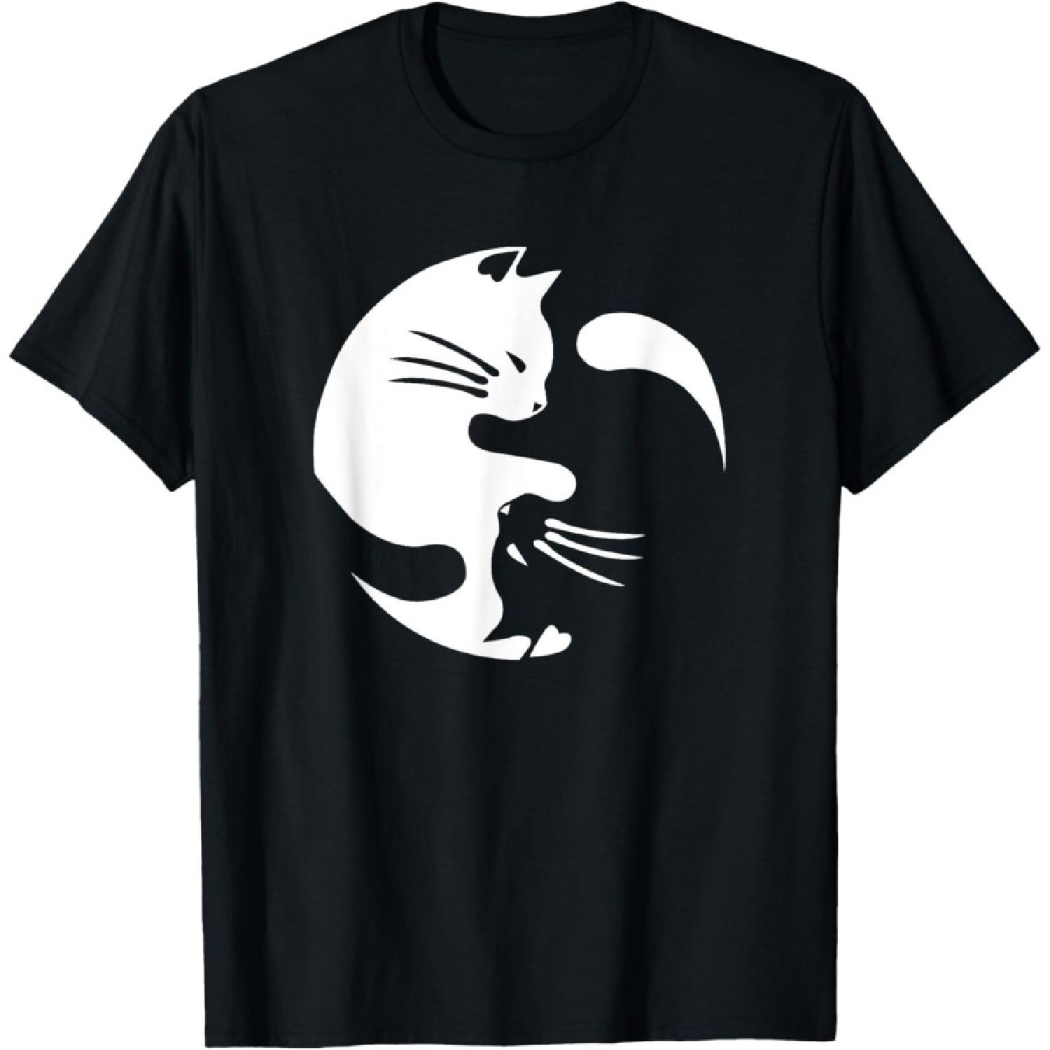 Cat Yin Yang Peace Loving Interconnected T-Shirt Gift Idea T-Shirt XXXXXL чёрный