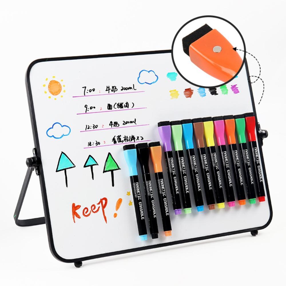 Multifunction Fine Nib Colorful Whiteboard Marker Magnetic Erasable Drawing Pen Waterborne Brush Marker Pen Children Doodle