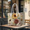 Vintage Sunflower Print Tote Bag Casual Large Capacity Daily Carry Handbag