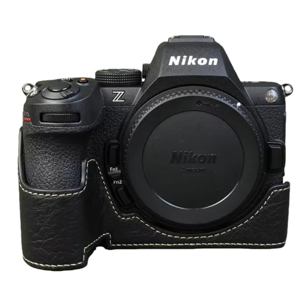 For Nikon Z 50 II Buffalo Texture PU Leather Bottom Case Half Body Camera Cover with Battery Opening