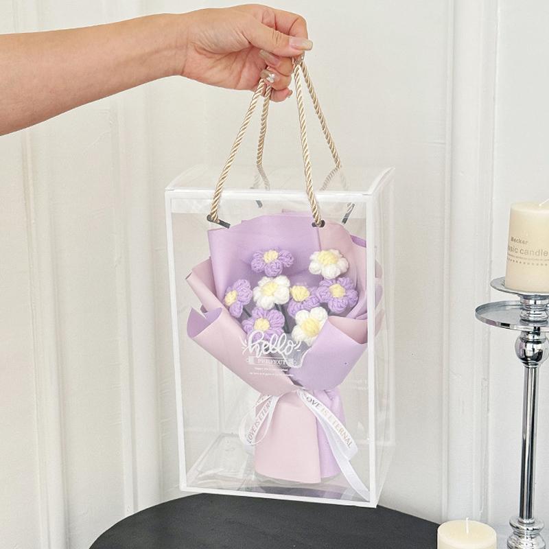 Crochet Artificial Flower Bouquet Room Decoration Handmade Knitted Flowers Bouque Anniversary Wedding Decor Halloween Gifts
