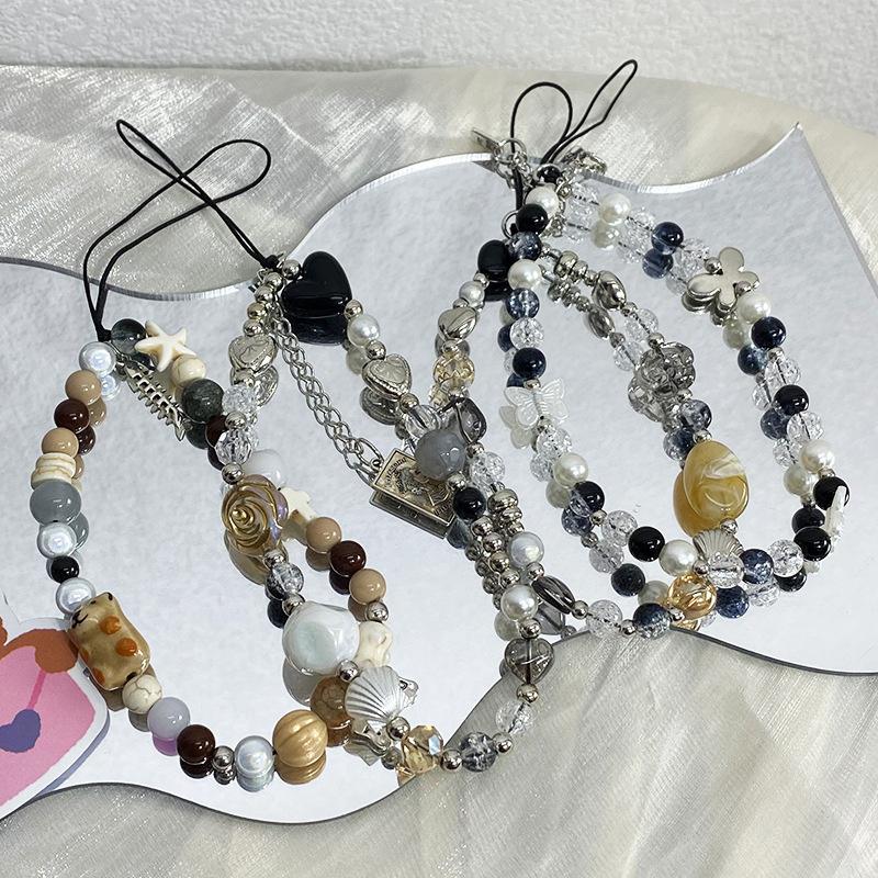 Bear Puppy Beading Mobile Phone Lanyard Wristband Chain Anti-Lost Phone Strap Beads Bag Charm Keychain For Xiaomi For Iphone