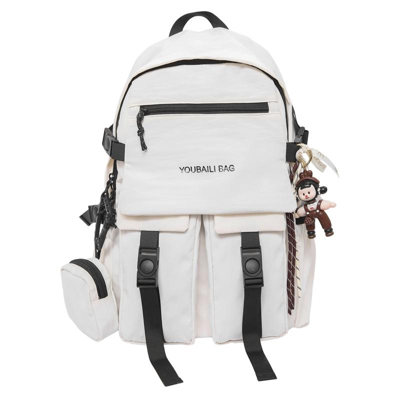 

Couple s Lightweight Backpack Travel Large Capacity Backpack Student Schoolbag with Coin Purse білий