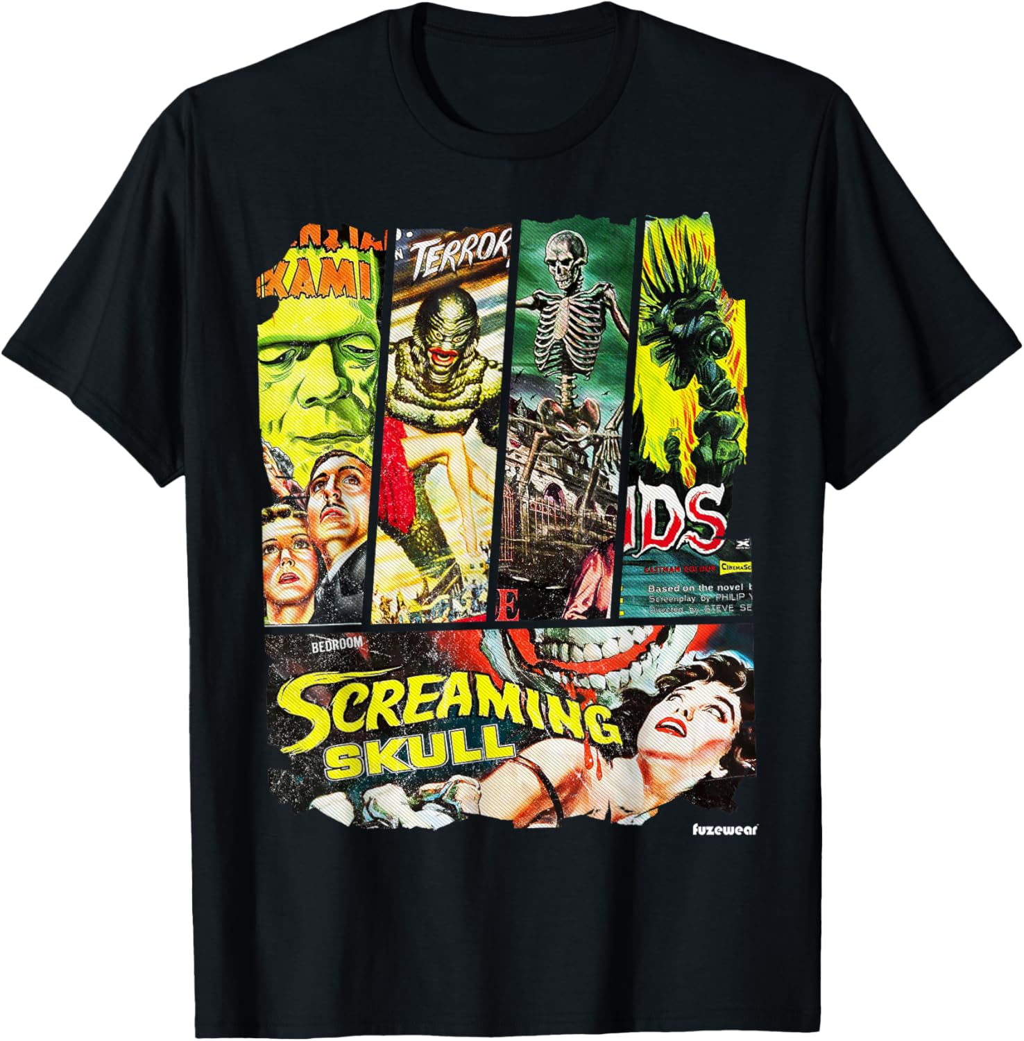 

Vintage Style Sci Fi Horror Movie Poster Collage Apparel T-Shirt S