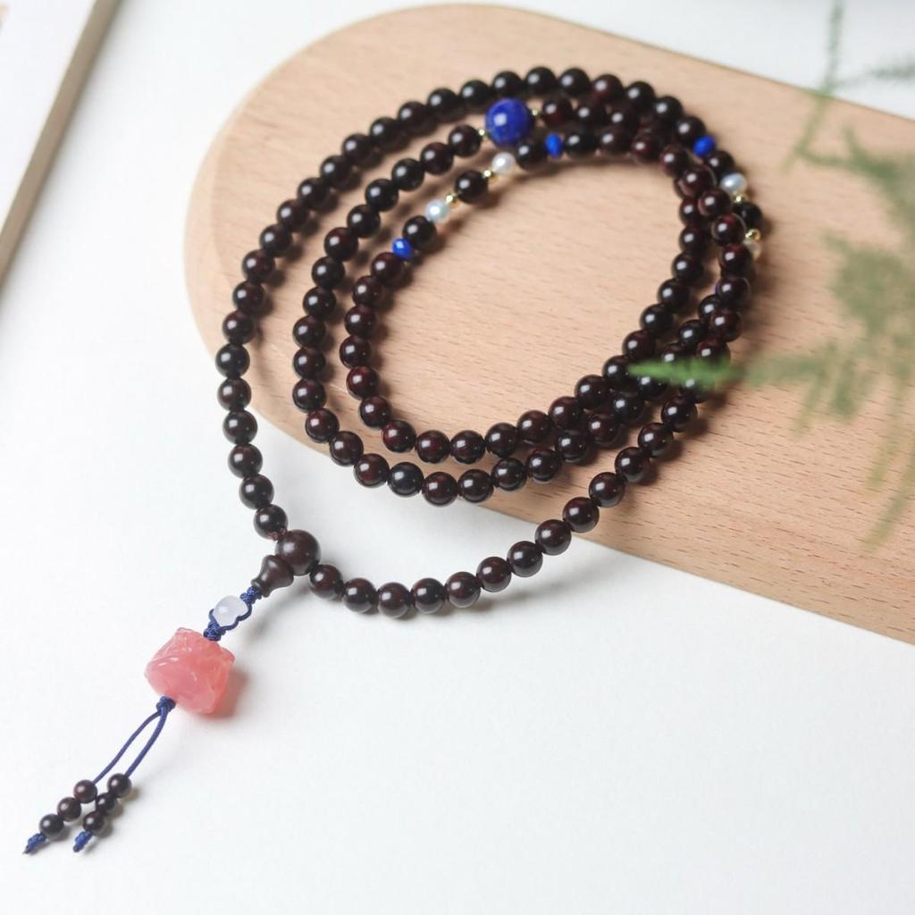 Small-Leaf Rosewood Buddhist Beads Bracelet - 0.8 Multiloop for Men & Women