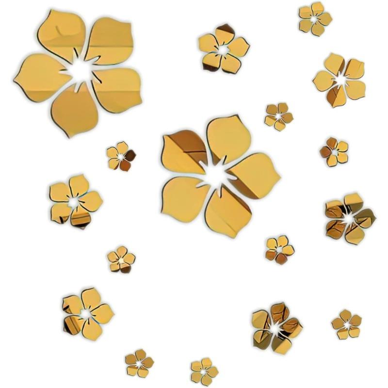 

Mirror Flower Acrylic 3D Wall Decals Self-Adhesive Removable Decor for Living Room Bedroom TV Background DIY Home Art Stickers золотистый