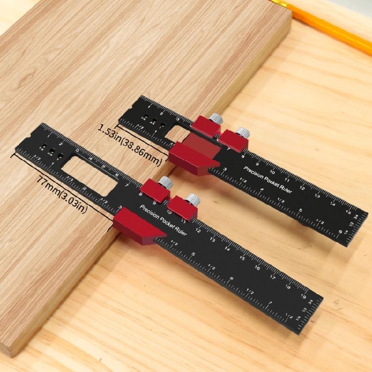 6/8/12Inch Measuring Marking Gauge with Slide Stop Pocket Ruler Woodworking Ruler Aluminum Slide Ruler Scribing Ruler