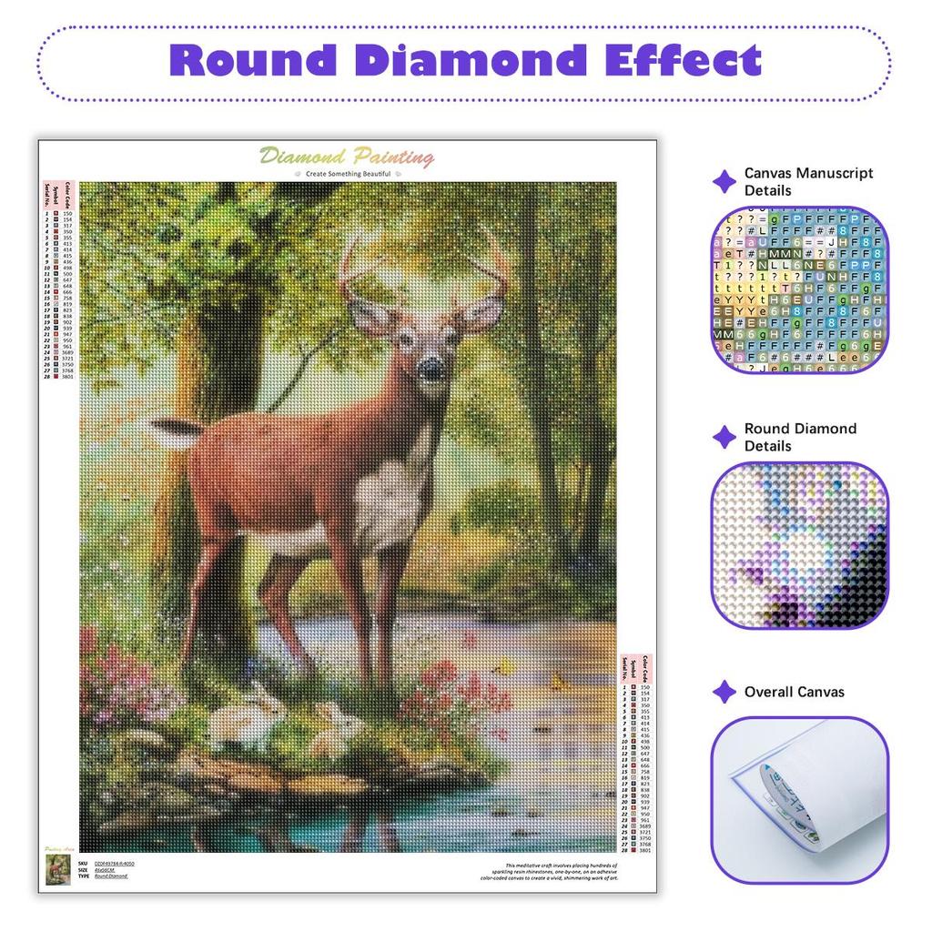 Diy Diamond Painting Forest Deer Cross Stitch Embroidery Animal Mosaic With Rhinestones Home Decor Gift 30x40cm