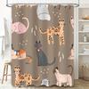 Modern Cartoon Cat Print Shower Curtain for Bathroom Decor Neutral Color Waterproof Fabric Decoration Home Supplies