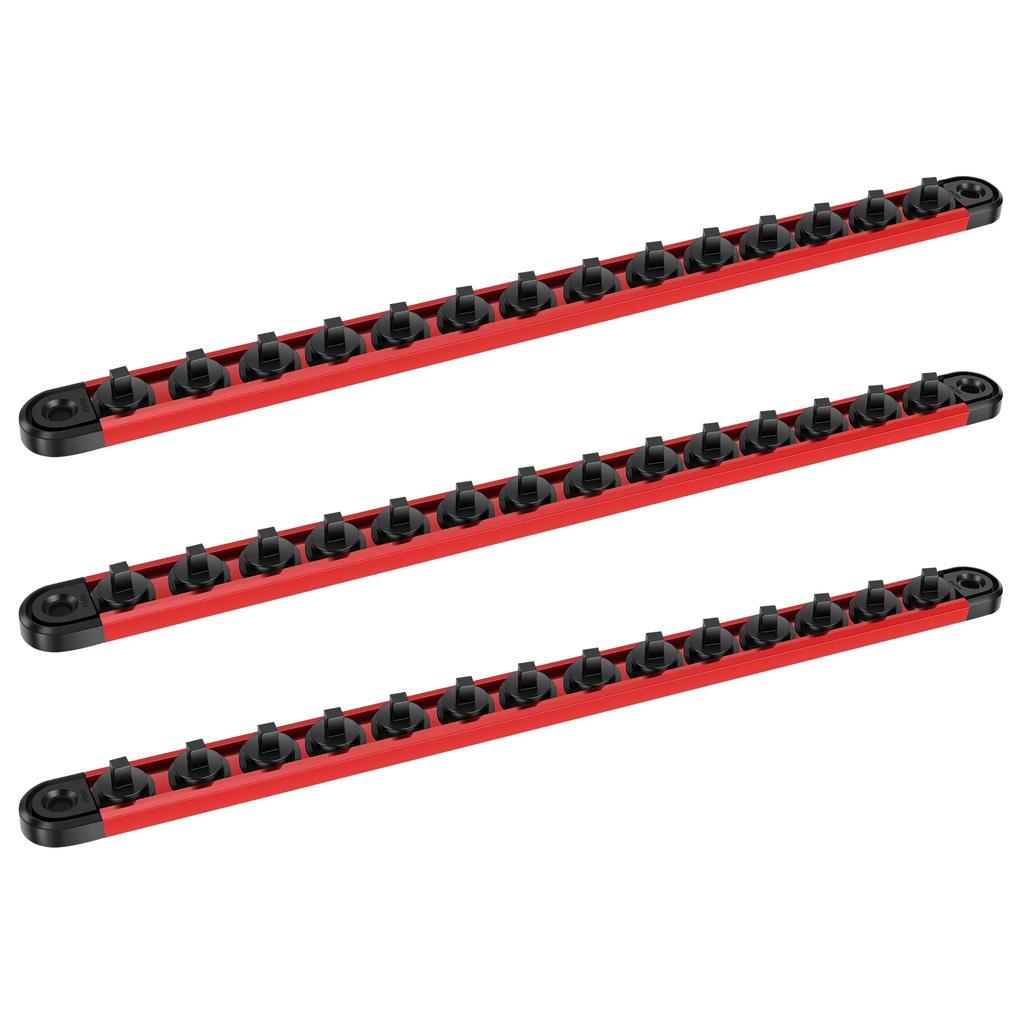 3Pcs Magnetic Socket Organizer Rail Set Stainless Steel  with 12/14 360° Rotatable Removable Clip for Toolbox for Mechanic DIY