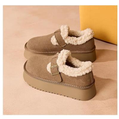 Dicksöhlige Schneestiefel Damen Winter Samt Warm Slipper Baumwollschuhe Neu Ein-Pedal Retro Damen
