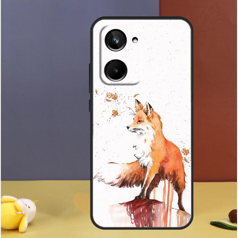 Watercolor Painting The Fox For Realme C71 C75 C55 C53 C67 C61 C33 C63 C51 C65 15 GT7 Pro 10 11 12 13 14 Pro Plus Case