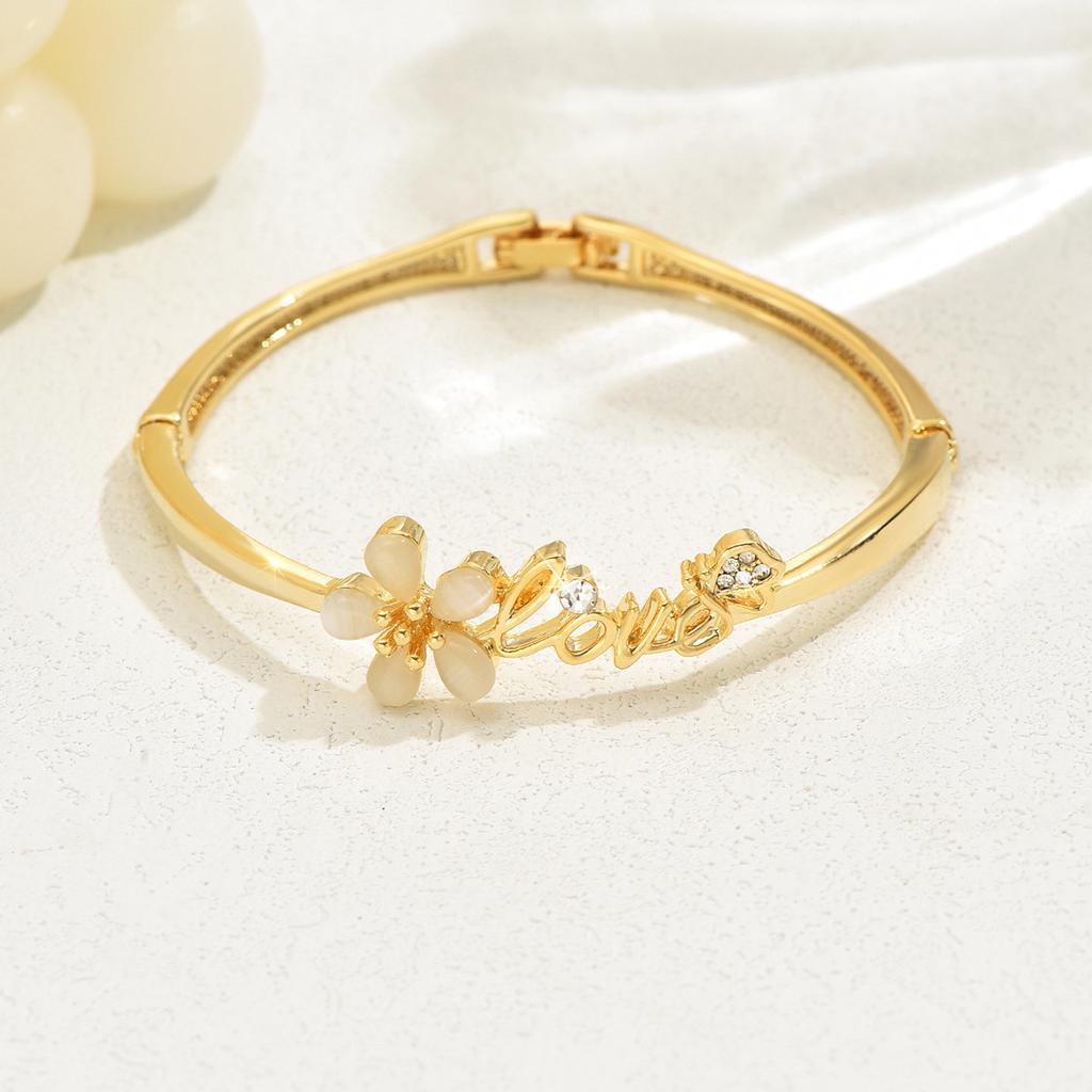 Jewelry Bracelet, Stylish And Elegant Alloy Flower Hollow Ladies Villa Bracelet Qixi Festival Gift