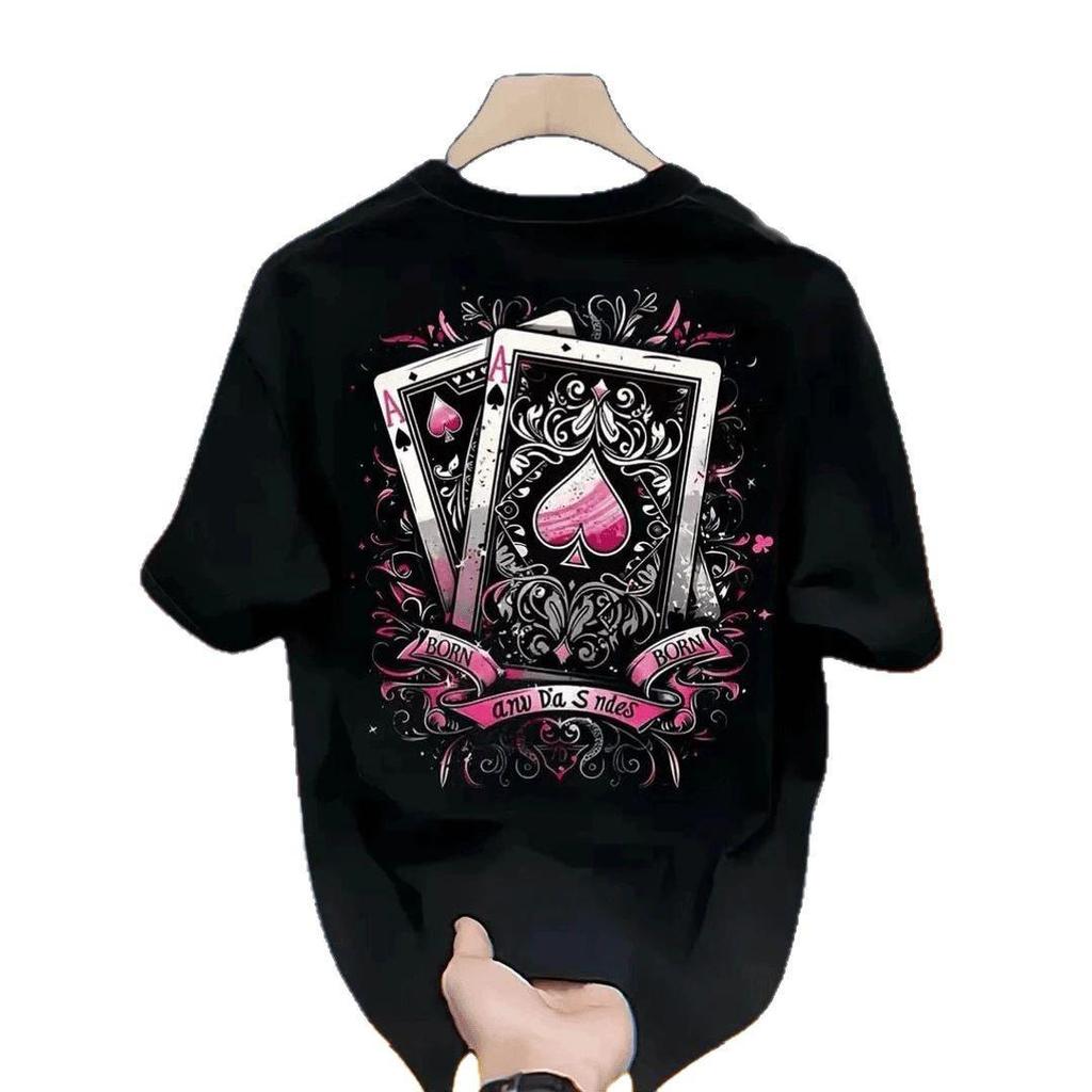 Trendy Unisex Round Neck Printed Cotton T-shirt - Summer Short Sleeve