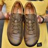 2026 New Men's Handmade Stitched Sole Derby Shoes Business Casual Leather Lace-Up Oxfords Breathable Comfortable Formal Shoes