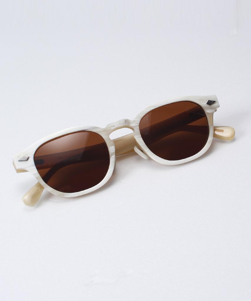 Lingkeonpeuleim Buffalo Horn Arnel Acetate Sunglasses White