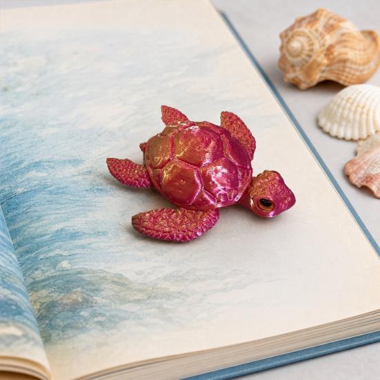Figurina di Tartaruga Marina Stampata in 3D, Ornamento Tartaruga con Articolazioni Mobili, Modello Tartaruga Antistress Giocattolo Fidget, Decorazione Animale Marino per Casa Ufficio