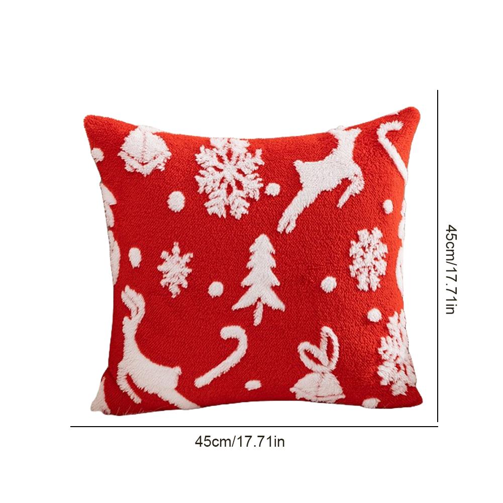 Christmas Cushion Cover Festival Pillow Case for Sofa Decor (Red Jumping Elk) QD