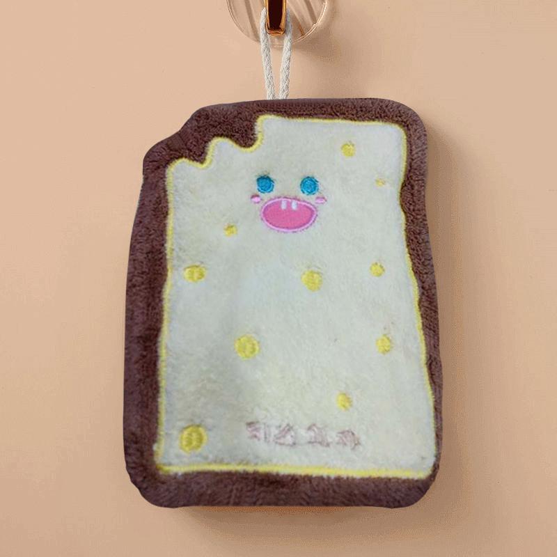 Roztomilý kreslený vzor závěsný ručník na utírání rukou Zahušťující absorpční měkký ručník Kawaii se závěsnou smyčkou Koupelnové potřeby