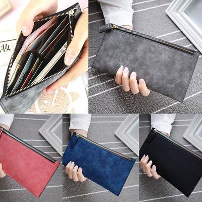 Long PU Leather Women Girl Purse Wallet Mobile Thin Zip Handbag with Card Holders CLE