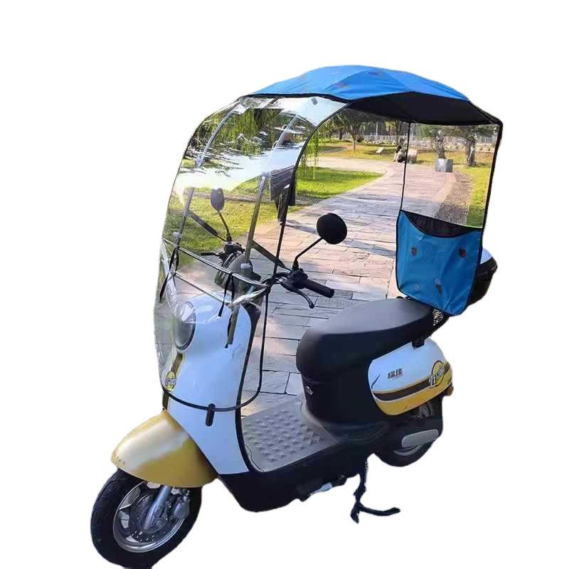 New Retractable Electric Car & Motorcycle Sunshade Tent - Pedal Folding Canopy