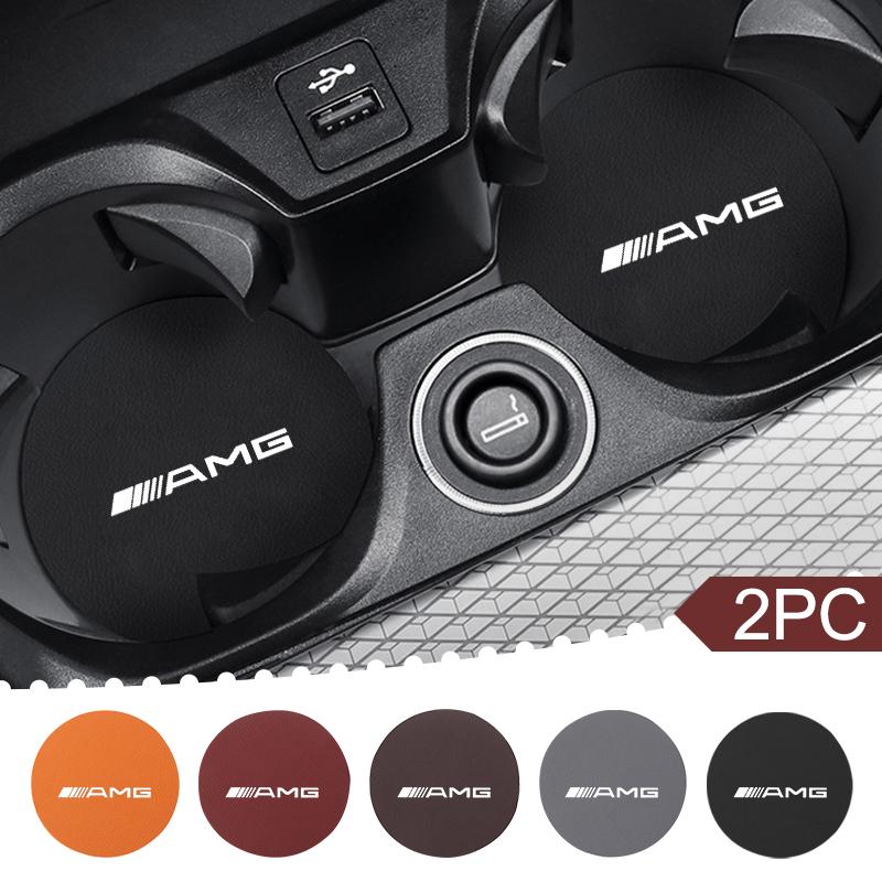 2PCS Car Water Cup Non Slip Pad Coaster Mat Interior Accessories for Mercedes Benz W166 W213 W246 W176 W177 W205 C260 C200 C300