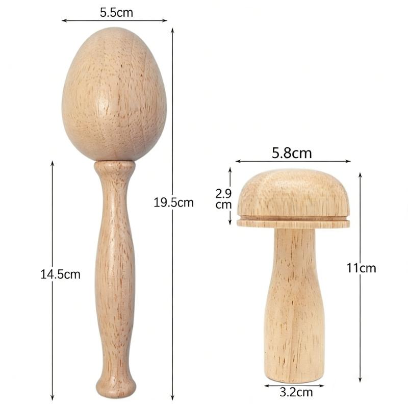 Eggs Shape Wood Mending Tool Wooden Darning Mushroom Set With Large Eye Needle and Colored Thread for Knitting Repair