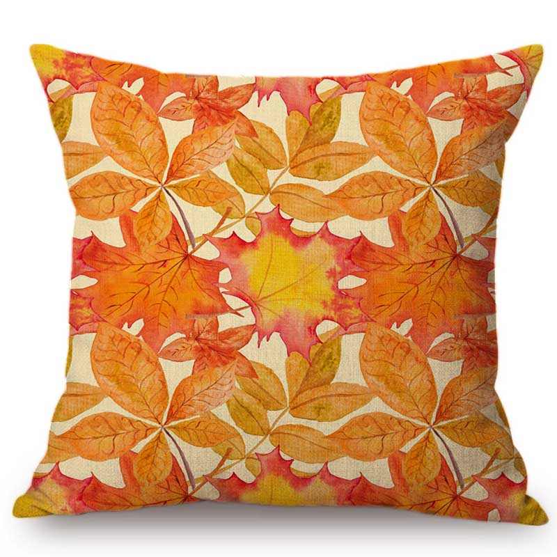 Nordic Autumn Fall Maple Leaf Hand Painting Cushion Cover Home Decoration Scenic Gold Leaves Orange Sofa Pillow Case 45X45Cm