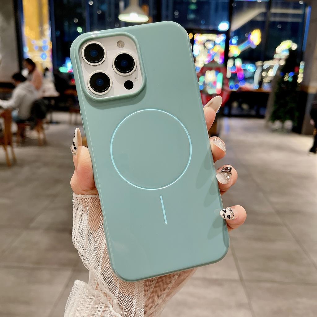 16 Liquid Silicone Bright-gloss Magnetic-absorbing Mobile Phone Case Suitable for IPhone 14 Promax Protective Case Apple 15