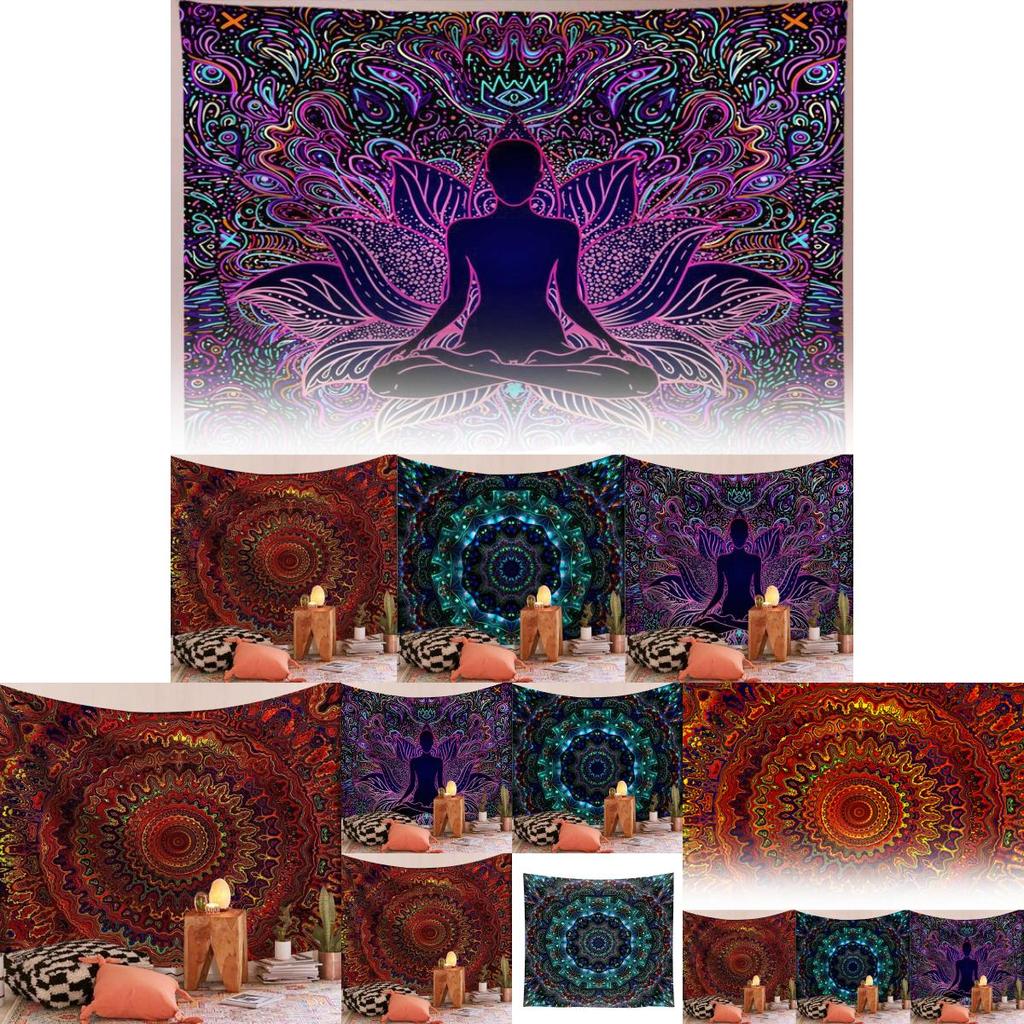 Exquisites rechteckiges Mandala-Wandtuch aus Polyesterstoff zur Wohnzimmerdekoration