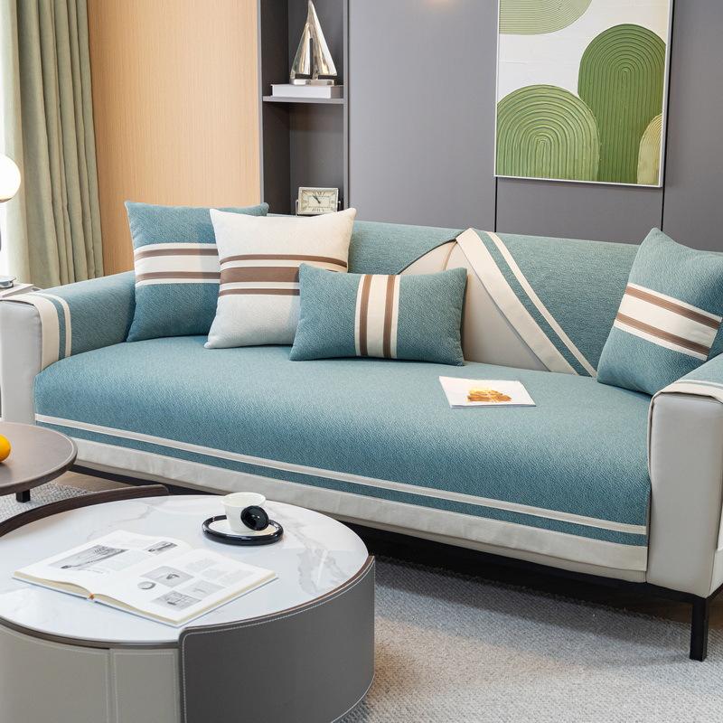 Chenille Sofa Cushion, Universal Anti-slip New Seat Cushion, Green Simple Sofa Cover Cover for All Seasons