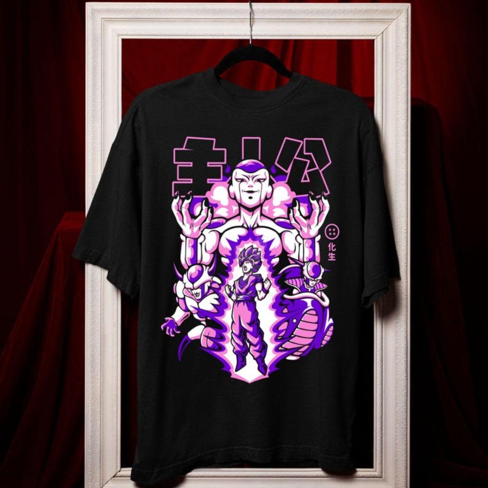 Dragon Ball Frieza All Forms & Goku  Protagonist  Vintage Oversized T-Shirt | Unisex Anime Streetwear Tee 4XL