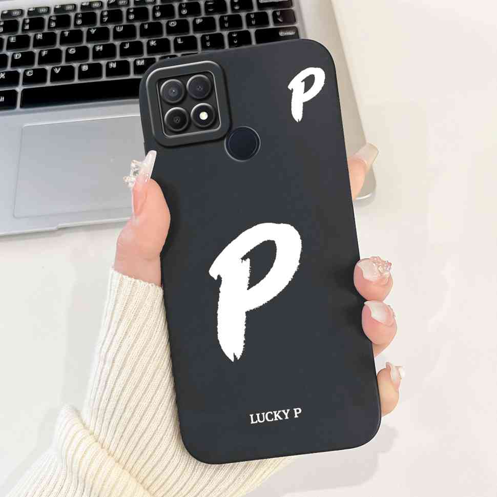 For Oppo A15 CPH2185 Case New Black Letters A-Z Soft Silicone Shockproof Cover For Oppo A 15S A15s 6.52" CPH2179 Phone Shell