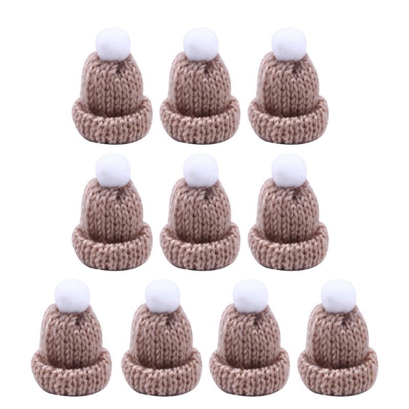 Bundle of 10 Mini Knitted Hats Clothing Accessories DIY Decorative Crafts House